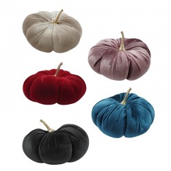 Velvet Deco Pumpkin w/ Metal Stem (~150mm)