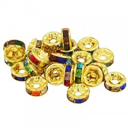 Brass Washer Bead w/ Strass 6mm (Ø1.2mm)