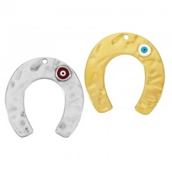 Zamak Pendant Horseshoe with Evil Eye & Enamel 36x39mm