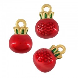 Brass Charm Pomegranate w/ Enamel 9x13mm