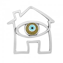 Zamak Lucky Pendant House w/ Evil Eye & Enamel 59x61mm