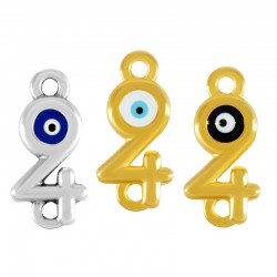 Zamak Connector “24” w/ Evil Eye & Enamel 8x17mm