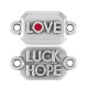 Zamak Connector Tag “LOVE LUCK HOPE” w/ Enamel 14x10mm
