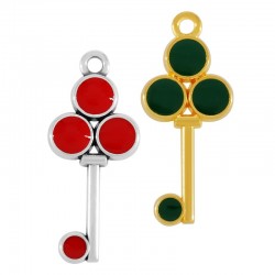 Enameled Zamak Charm Key 12x25mm