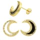 Brass Earring Moon with Zircon & Enamel 14mm