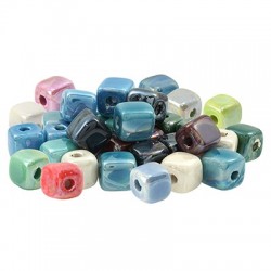 Ceramic Bead Slider Cube w/ Enamel (~8mm) (Ø2.6mm)