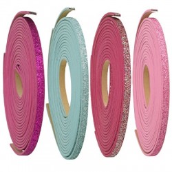 Cordón Sintético PU Plano con Gliter 5mm (~1,2mtr/tira)