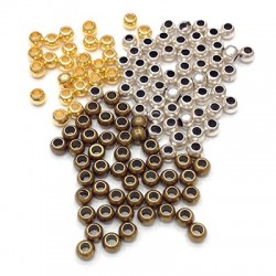 Perles Rondes gros trous en Métal/Laiton 3x2.3mm (Ø 1.5mm)