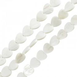 Shell Bead Heart Flat 12mm (Ø~0.6mm) (~39pcs)