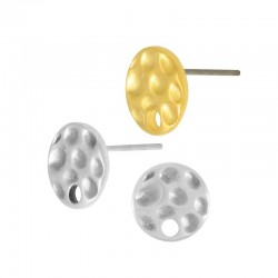 Zamak Earring Round Hammered w/ Hole 10mm