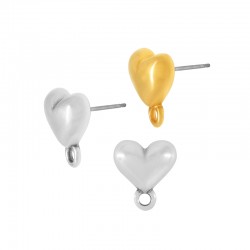 Zamak Earring Heart w/ Loop 10mm