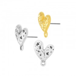 Zamak Earring Heart w/ Loop 12x15mm