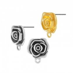 Zamak Earring Rose w/ Loop 16mm