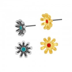 Zamak Earring Flower w/ Enamel 9mm