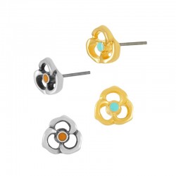 Zamak Earring Flower w/ Enamel 7mm