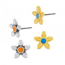 Zamak Earring Flower w/ Enamel 9mm