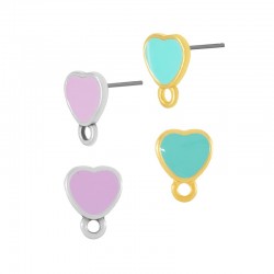 Zamak Earring Heart w/ Enamel (~8mm)