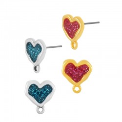 Zamak Earring Heart w/ Enamel (~12mm)