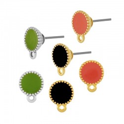 Zamak Earring Round w/ Enamel (~7mm)