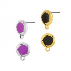 Zamak Earring Round w/ Enamel (~10mm)