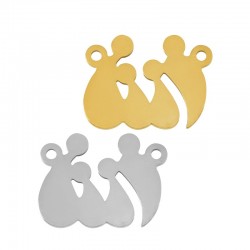 Breloque Famille avec parents & enfant 20x15mm en Acier Inoxydable 304