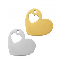 Stainless Steel 304 Charm Heart 18x16mm/1.5mm (Ø1.6mm)