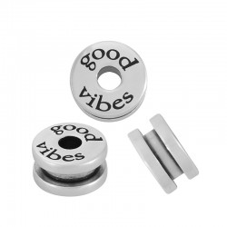 Brass Spool “good vibes” 10x5.5mm (Ø3.2mm)