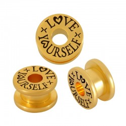 Brass Spool “love yourself” 15x9.2mm (Ø5.2mm)