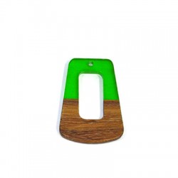 Rosewood & Resin Pendant Trapezoid 27x37mm