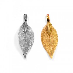 Natural Leaf Plated Pendant (~25x40mm)