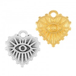 Zamak Charm Heart w/ Evil Eye 15mm