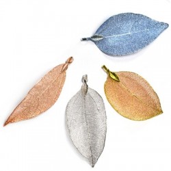 Pendentif en Forme de Feuille Naturelle Plaqué ~40 x 60 mm