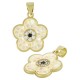 Ciondolo in Ottone con Zircone a Forma di Fiore e Base a Conchiglia 16X18 mm