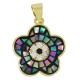 Charm Fleur en Laiton avec Zircon et base Coquillage 16 x 18 mm
