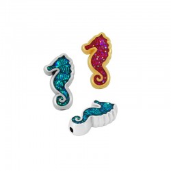 Zamak Slider Seahorse w/ Enamel 8x15mm (Ø1.5mm)