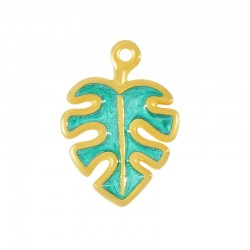 Zamak Charm Leaf w/ Enamel 16x18mm