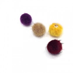 Fur Pom Pom w/ Cap 15mm