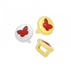 Zamak Slider Round with Butterfly & Enamel 9mm Ø5x2mm