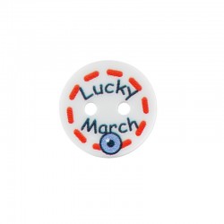 Plexi Acrylic Button Round "Lucky March" with Evil Eye 15mm