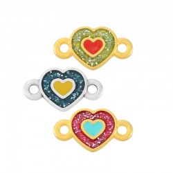 Zamak Connector Heart w/ Enamel 10mm