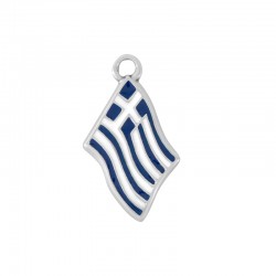 Μεταλλικό Ζάμακ Χυτό Μοτίφ Ελληνική Σημαία & Σμάλτο 14x17mm