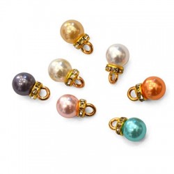 Pearl ABS with Rhinestones Cap 8mm