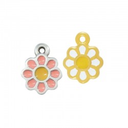 Zamak Charm Flower Daisy w/ Enamel 11mm