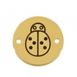 Brass Connector Round with Ladybug 15mm Ø1.4mm