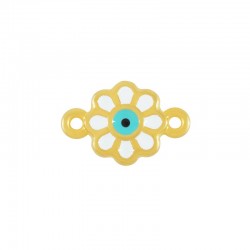 Zamak Connector Flower Daisy w/ Evil Eye & Enamel 11mm