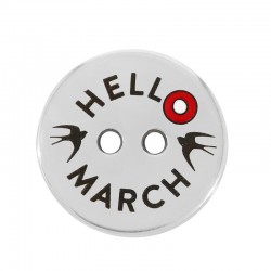 Zamak Connector Button “HELLO MARCH” with Swallow 19mm
