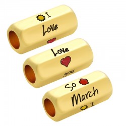 Tubo in Metallo Ottone "love so March" Smalto 8x19mm (Ø5mm)