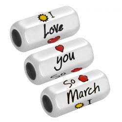 Tubo in Metallo Ottone "love so March" Smalto 8x19mm (Ø5mm)