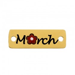 Stainless Steel 304 Connector “March” with Flower 18x6mm/1.1mm