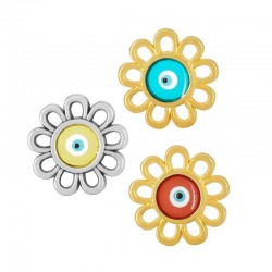 Zamak Connector Flower w/ Evil Eye & Enamel 15mm